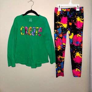 Crayola, girls matching leggings set, size 6X
